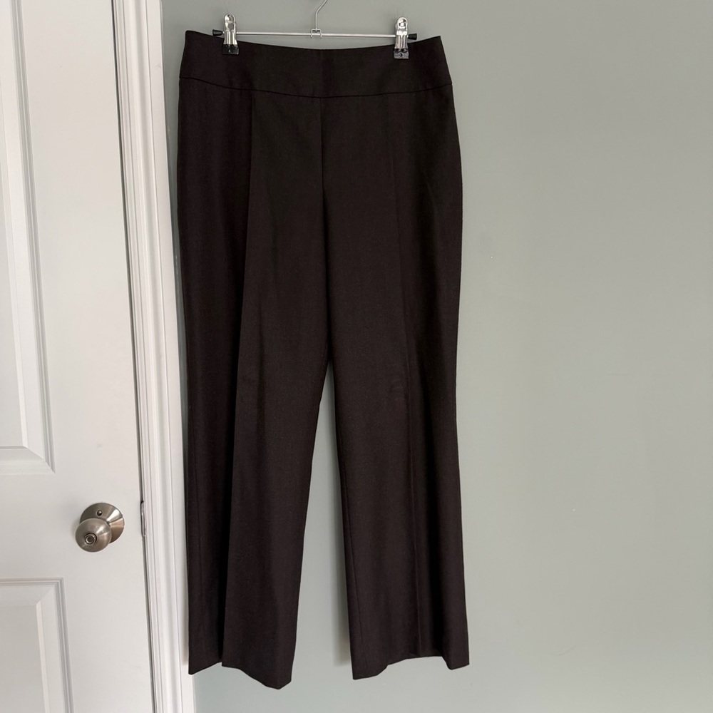 Akris Punto 100% Wool Dark Charcoal Gray Black Trouser Straight Leg Pant